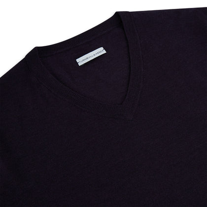Dark Purple Fine Merino V-Neck Jumper Image 1