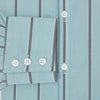 View 4 of product The Light Sage Track Stripe Westminster Shirt by Turnbull & Asser features a Turnbull collar, long sleeves, and vertical track stripes, shown on a white background.