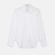 The White Cotton Tailored Bianca Shirt by Turnbull & Asser features a pointed collar and button cuffs, crafted from soft organic cotton and displayed flat on a white background for timeless elegance.