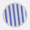 View 1 of product Close-up of Turnbull & Asser's Mid Blue Candy Stripe Cotton Fabric, featuring evenly spaced vertical blue stripes on white, displayed in a circular frame against a light gray background.