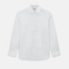 View 1 of product The Turnbull & Asser Tailored Fit White Marcella Front Shirt features a Kent Collar and double cuffs, shown laid flat on a white background. Perfect as a black tie shirt for formal events.