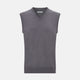 The Turnbull & Asser Slate Grey V-neck Cashmere Vest, shown against a white background, is a sophisticated sleeveless jumper ideal for refined ensembles.