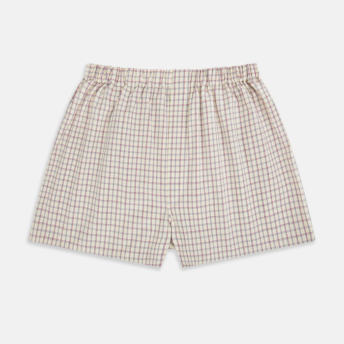 Pink and Cream Double Graph Check Godfrey Boxer Shorts