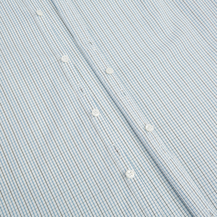 Pale Blue and Navy Grid Check Westminster Shirt Image 6