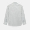 View 3 of product A Forest Green Multi Stripe Westminster Shirt by Turnbull & Asser, featuring thin green stripes on white and expert British craftsmanship, is neatly laid flat with visible cuffs.