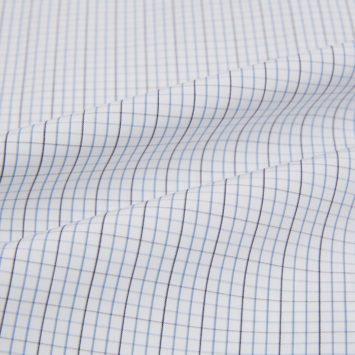 Pale Blue and Grey Grid Check Mayfair Shirt Image 5