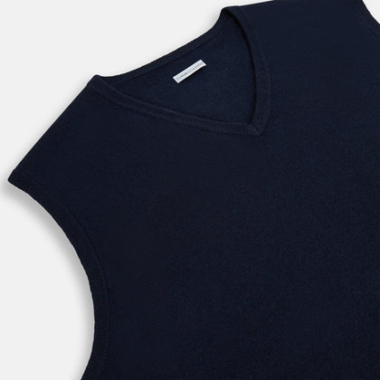 Navy Cashmere V-neck Vest Image 1