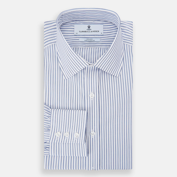 Navy Double Pinstripe Mayfair Shirt Image 4