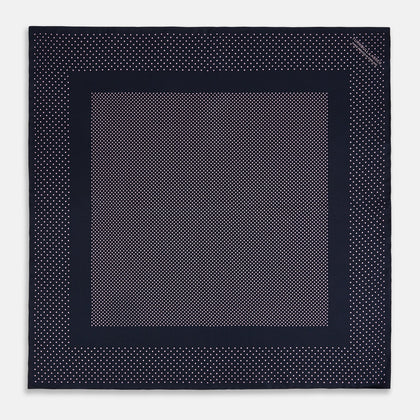 Navy and Lilac Dot Silk Pocket Square Image 2
