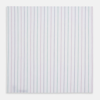 Hand Rolled Pink and Green Pinstripe Handkerchief Image 2