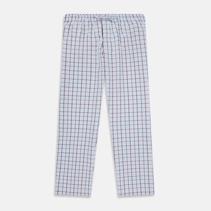 Blue and Pink Tattersall Check Pyjama Trousers Image 1
