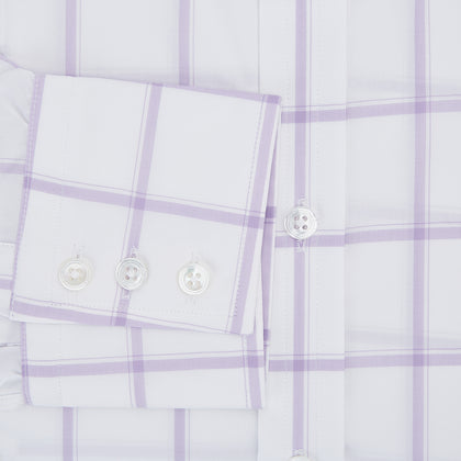 Lilac Grid Check Mayfair Shirt Image 3