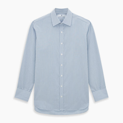Blue Micro Shadow Check Mayfair Shirt Image 6