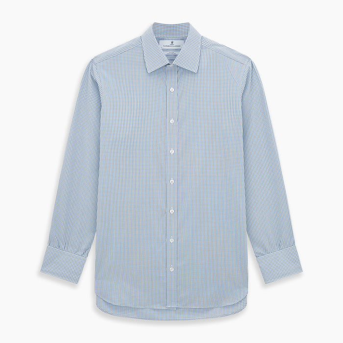 Blue Micro Shadow Check Mayfair Shirt Image 6