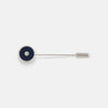 View 1 of product The Turnbull & Asser Navy Gemstone Lapel Pin is a sterling silver accessory with a circular navy gemstone head, shown on a plain white background.
