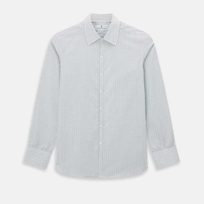Pale Blue and Navy Grid Check Westminster Shirt