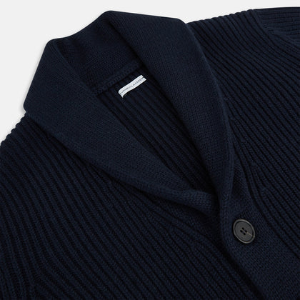 Midnight Blue Cashmere Shawl Collar Cardigan Image 1