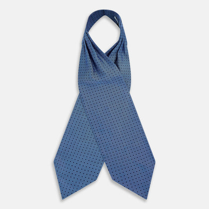 Navy and Blue Micro Dot Silk Cravat Image 1