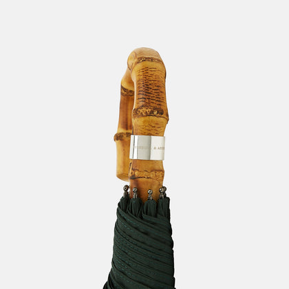 Forest Green Telescopic Umbrella with Whangee Crook Handle Image 2