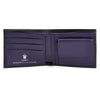 View 2 of product The Turnbull & Asser Bill Coin Wallet is a black leather bifold with a visible purple interior, card slots, and a coin pocket.