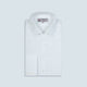 A neatly folded Turnbull & Asser Two-Fold 200 White Cotton Shirt with a Regent collar and 3-button cuffs, crafted from breathable fabric, is displayed on a light grey background with the label visible inside the collar.