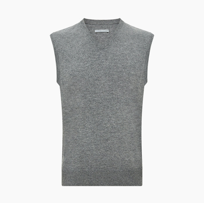 Grey Melange V-neck Cashmere Vest Image 3