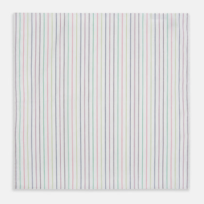 Green Multi Double Pinstripe Hand-Rolled Handkerchief Image 1