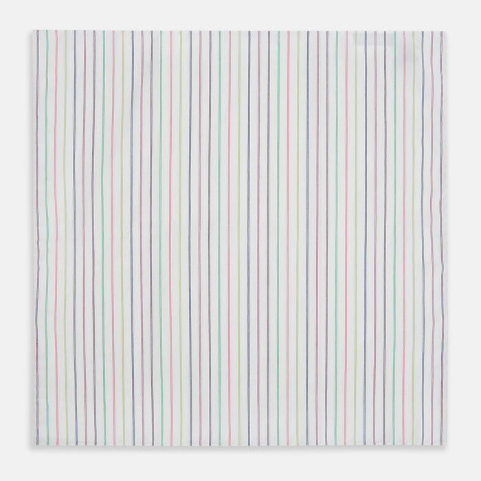 Green Multi Double Pinstripe Hand-Rolled Handkerchief Image 1