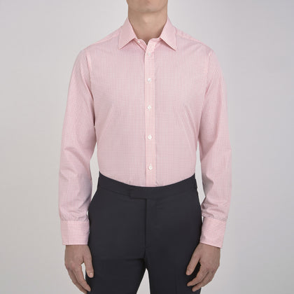 Light Pink Gingham Check Shirt with T&amp;A Collar and 3-Button Cuffs Image 1