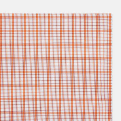 Hand Rolled Orange Graph Overlay Check Handkerchief Image 1
