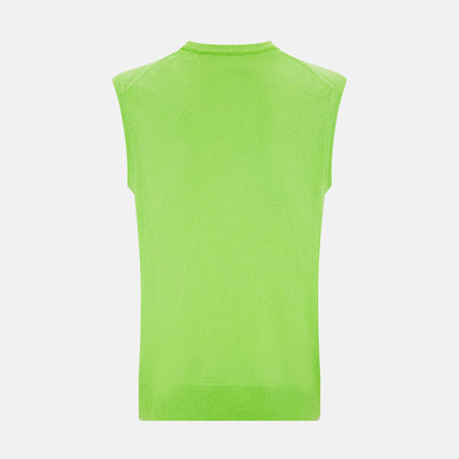 Lime Green V-neck Cashmere Vest Image 2
