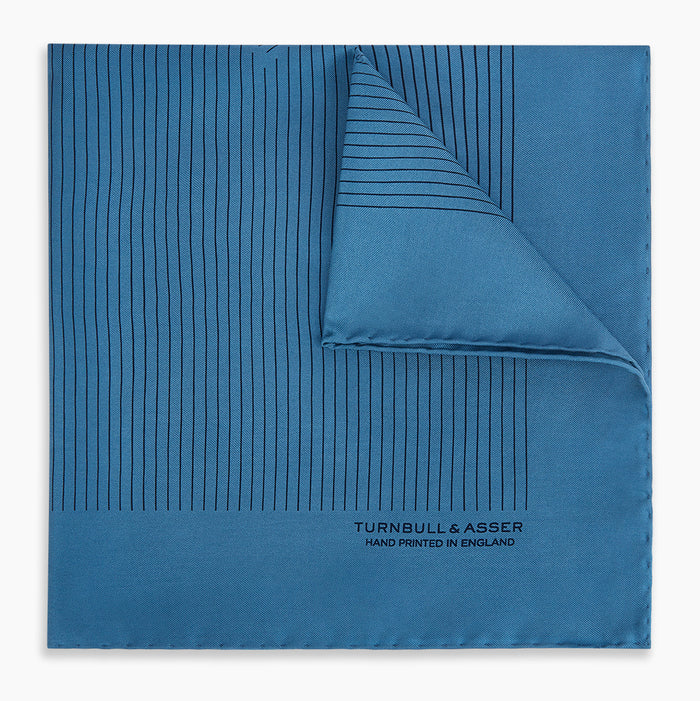 Blue Stripe Silk Pocket Square Image 4
