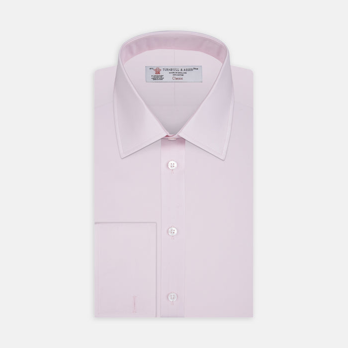 Pink Cotton Shirt with T&A Collar and Double Cuffs