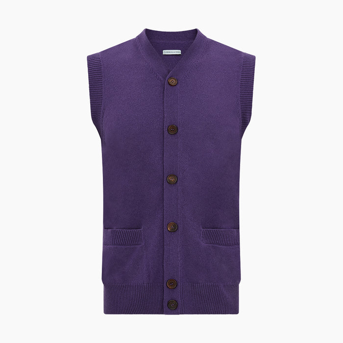 Purple Cashmere Sleeveless Cardigan Image 3