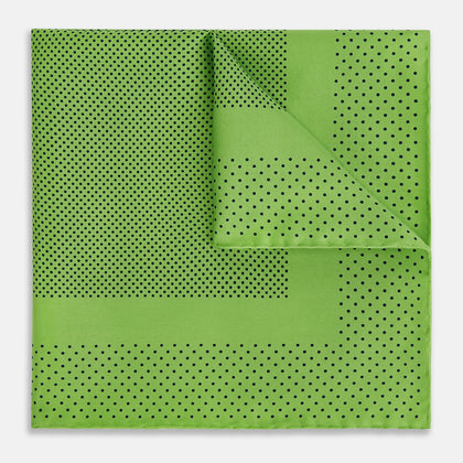 Kelly Green Dot Silk Pocket Square