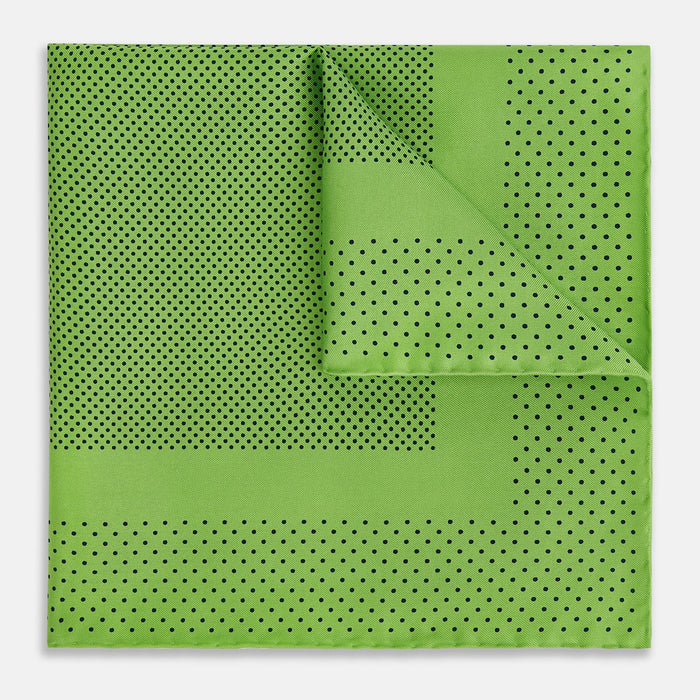 Kelly Green Dot Silk Pocket Square