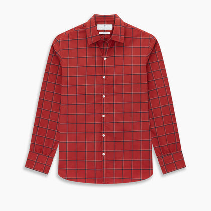 Dark Red Grid Check Windsor Shirt Image 8