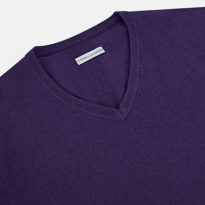 Purple Cashmere V-neck Jumper Image 1