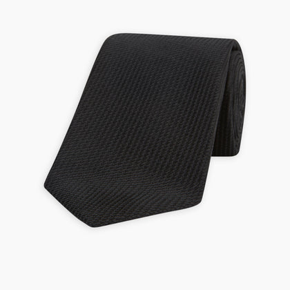 Seven-Fold Black Lace Silk Tie Image 4