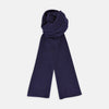 View 1 of product The Turnbull & Asser Navy Wide Rib Cashmere/Wool Scarf is neatly folded with both ends hanging down, set against a plain white background.