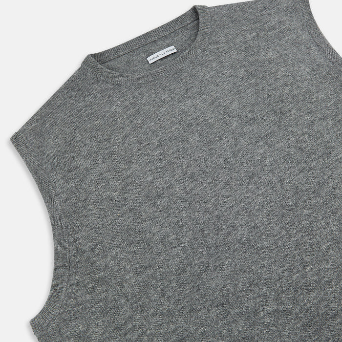 Ash Grey  Cashmere Round Neck Vest Image 1
