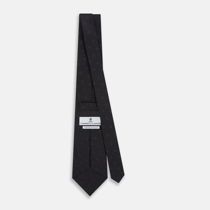 Teal  and Navy Circle Silk Tie Image 3