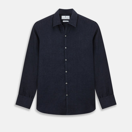 Navy Linen Windsor Shirt