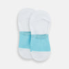 View 2 of product A single Turnbull & Asser White No-Show Sock, low-cut with a light blue front and white heel, displayed against a plain white background.