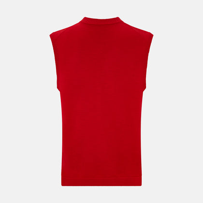 Red Fine Merino V-Neck Vest Image 2
