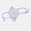 View 5 of product The Turnbull & Asser Pink & Blue Check Commuter Mask features lavender adjustable ear loops tied in bows and comes with 3 Viroformula™ filters. Shown on a plain white background.