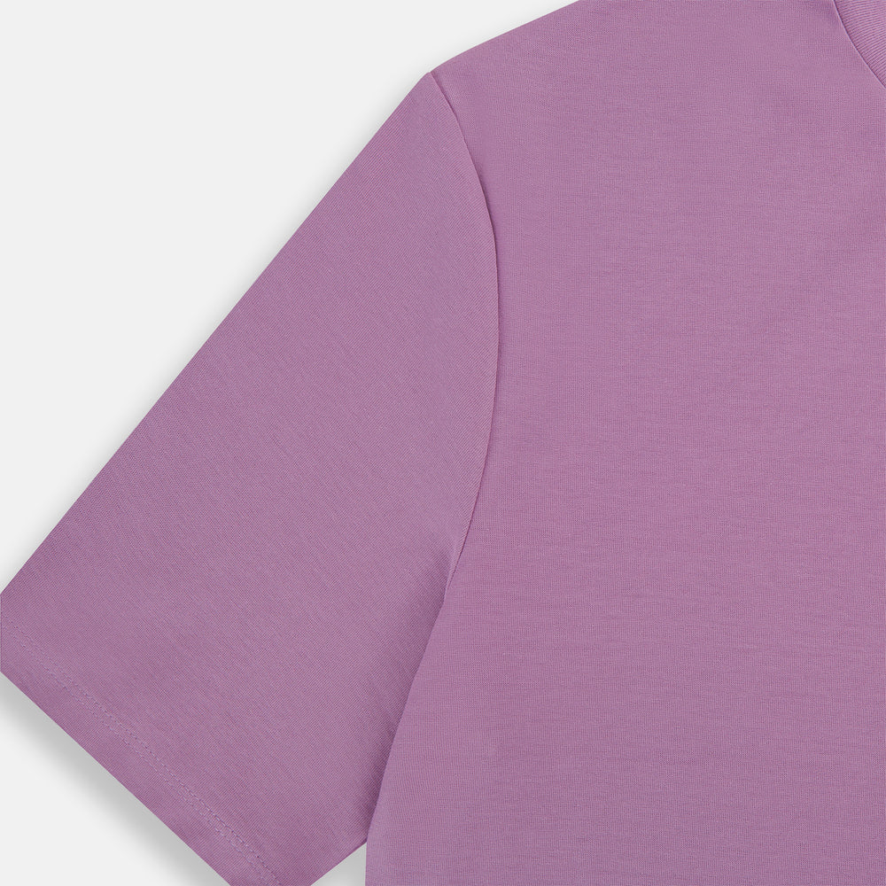 The Turnbull & Asser Mulberry Short-Sleeve T-shirt, shown on a white background, features a crew neck and clean lavender design with no logos or patterns, making it an ideal choice for everyday wear.