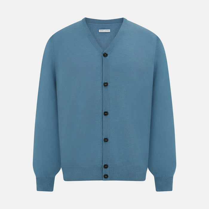 Pale Blue Fine Merino V-Neck Cardigan