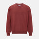 The Turnbull & Asser Burgundy Crew V-Neck Cashmere Jumper is a long-sleeve knitwear piece with ribbed cuffs, hem, and neckline, shown on a white background.