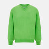 View 1 of product The Turnbull & Asser Lime Green Cashmere V-Neck Jumper features long sleeves and ribbed cuffs, hem, and neckline—ideal for adding vibrant color to your knitwear collection. Displayed on a white background.